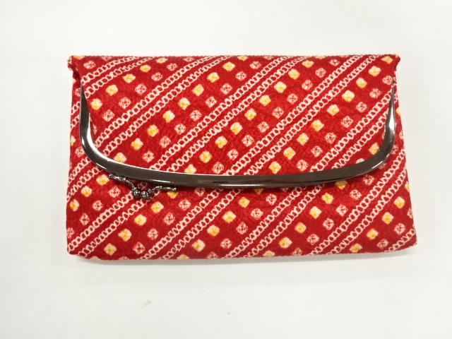 リサイクル　斜め縞模様がま口バッグ